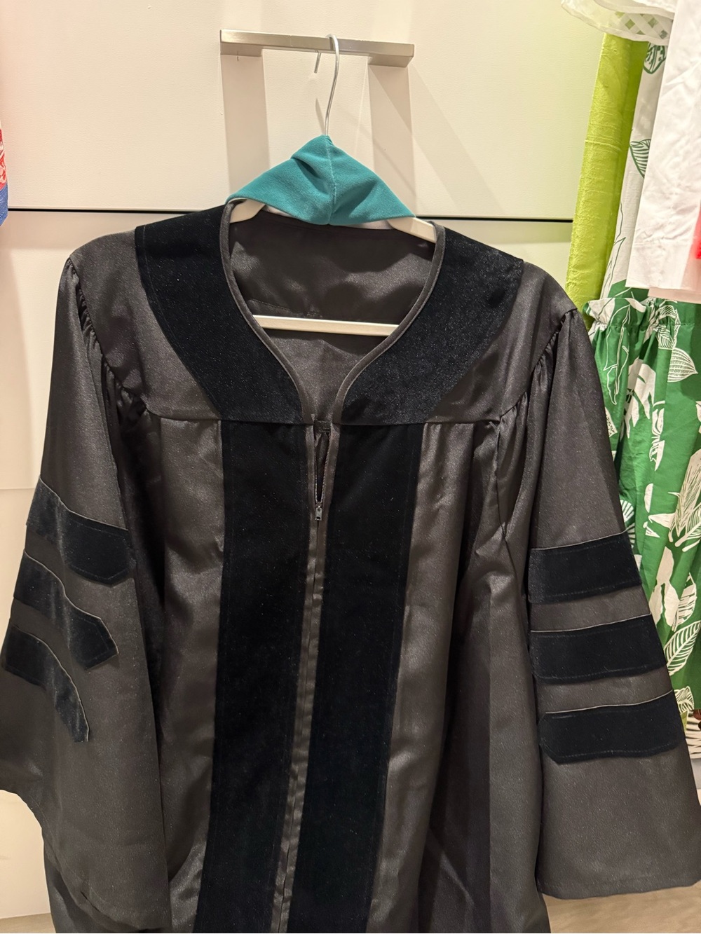 Black Academic Velvet-Trim Gown